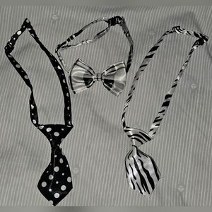 3 mini pre-tied ties & bowtie set